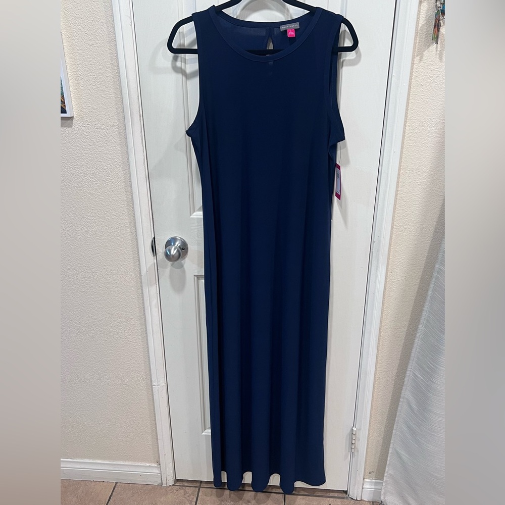 Vince Camuto Navy Sleeveless Maxi Dress Size L NWT